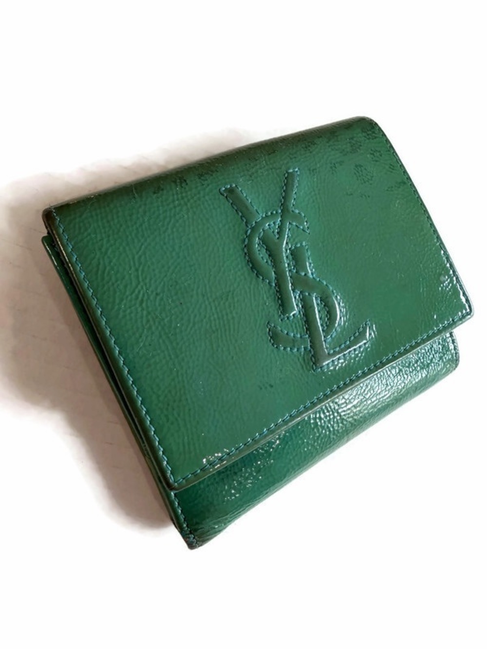 YSL Green Patent Leather Wallet
